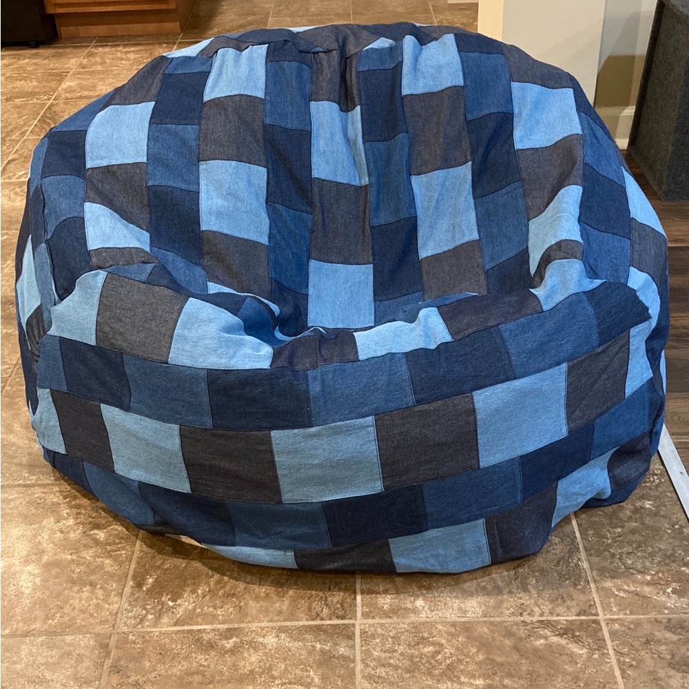 Hand made denim patchwork Bean bag skin